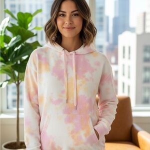 Chaps Pink and Orange Tie-Dye Hoodie